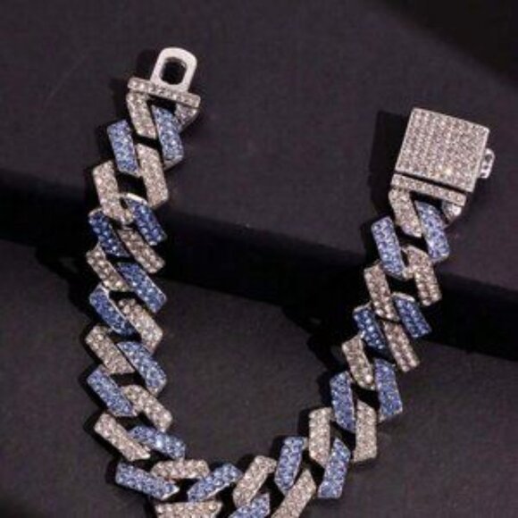 Jewelry - Silver and blue bracelet cuban